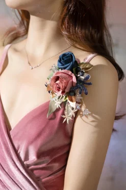 Flash Sale | Wrist Corsages & Shoulder Corsages in Dusty Rose & Navy Blue