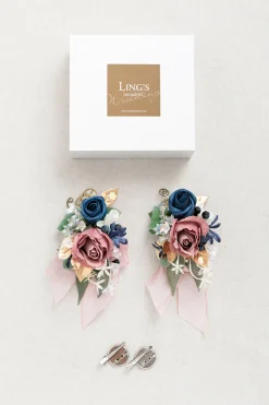 Flash Sale | Wrist Corsages & Shoulder Corsages in Dusty Rose & Navy Blue