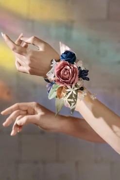 Flash Sale | Wrist Corsages & Shoulder Corsages in Dusty Rose & Navy Blue