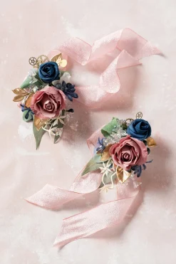 Flash Sale | Wrist Corsages & Shoulder Corsages in Dusty Rose & Navy Blue