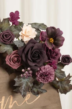 Flexible Combo Set Flower Sign Decor in Plum Velvet Wedding | Clearance