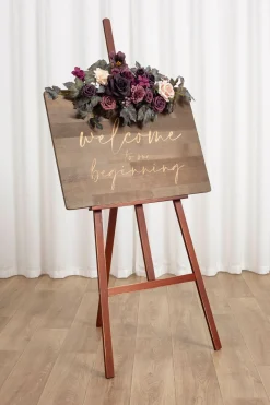 Flexible Combo Set Flower Sign Decor in Plum Velvet Wedding | Clearance