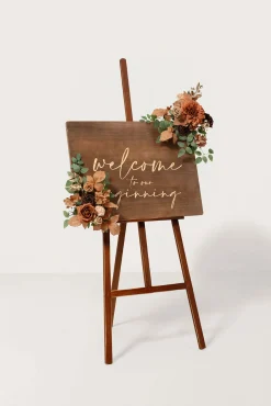 Flexible Combo Set Flower Sign Decor in Walnut Brown & Burnt Orange