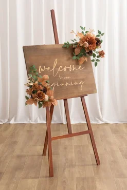 Flexible Combo Set Flower Sign Decor in Walnut Brown & Burnt Orange
