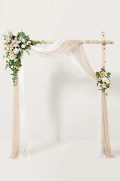 Flower Arch Decor with Drape in Gilded White Christmas Wedding