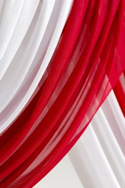 Flower Arch Decor with Drape in Christmas Red & Sparkle