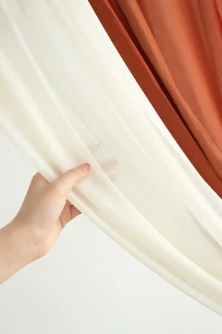 Flower Arch Decor with Drapes in Sunset Terracotta