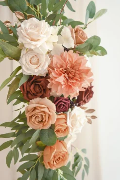 Flower Arch Decor with Drapes in Sunset Terracotta