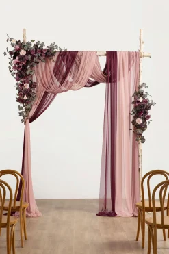 Flower Arch Decor with Drapes in Plum Velvet Wedding | Clearance