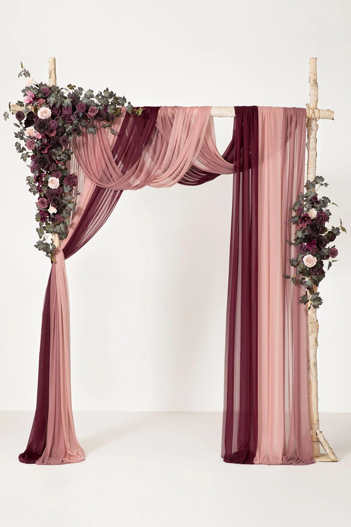 Flower Arch Decor with Drapes in Plum Velvet Wedding | Clearance