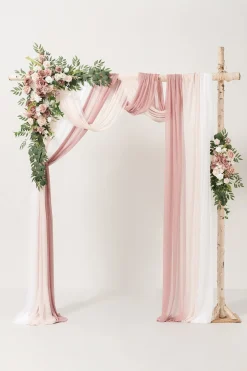 Flower Arch Decor with Drapes in Dusty Rose & Cream