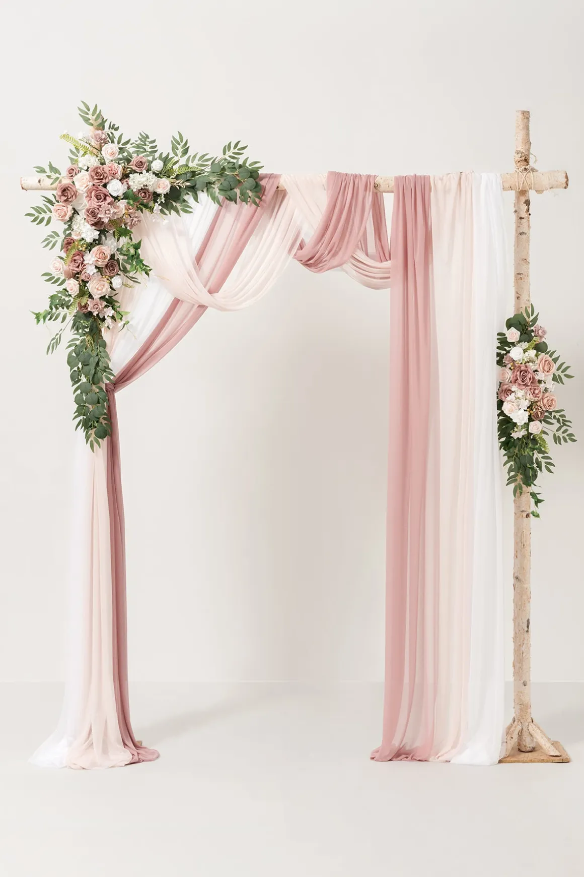 Flower Arch Decor with Drapes in Dusty Rose & Cream
