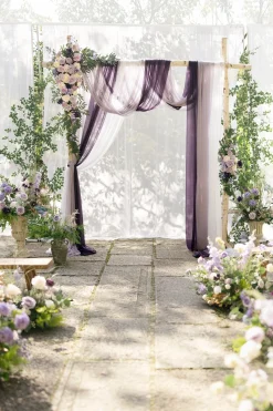 Flower Arch Decor with Drapes in Lilac & Gold