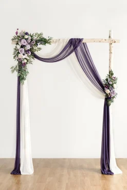 Flower Arch Decor with Drapes in Lilac & Gold