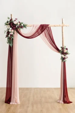Flower Arch Decor with Drapes in Romantic Marsala