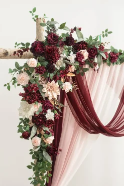 Flower Arch Decor with Drapes in Romantic Marsala