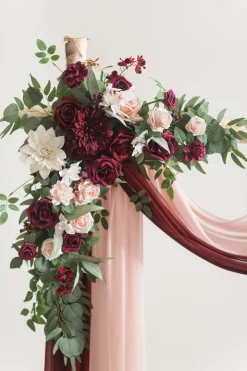 Flower Arch Decor with Drapes in Romantic Marsala
