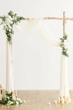 Flower Arch Decor with Drapes in White & Sage (Set of 4)