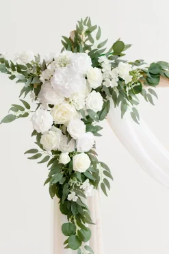Flower Arch Decor with Drapes in White & Sage (Set of 4)