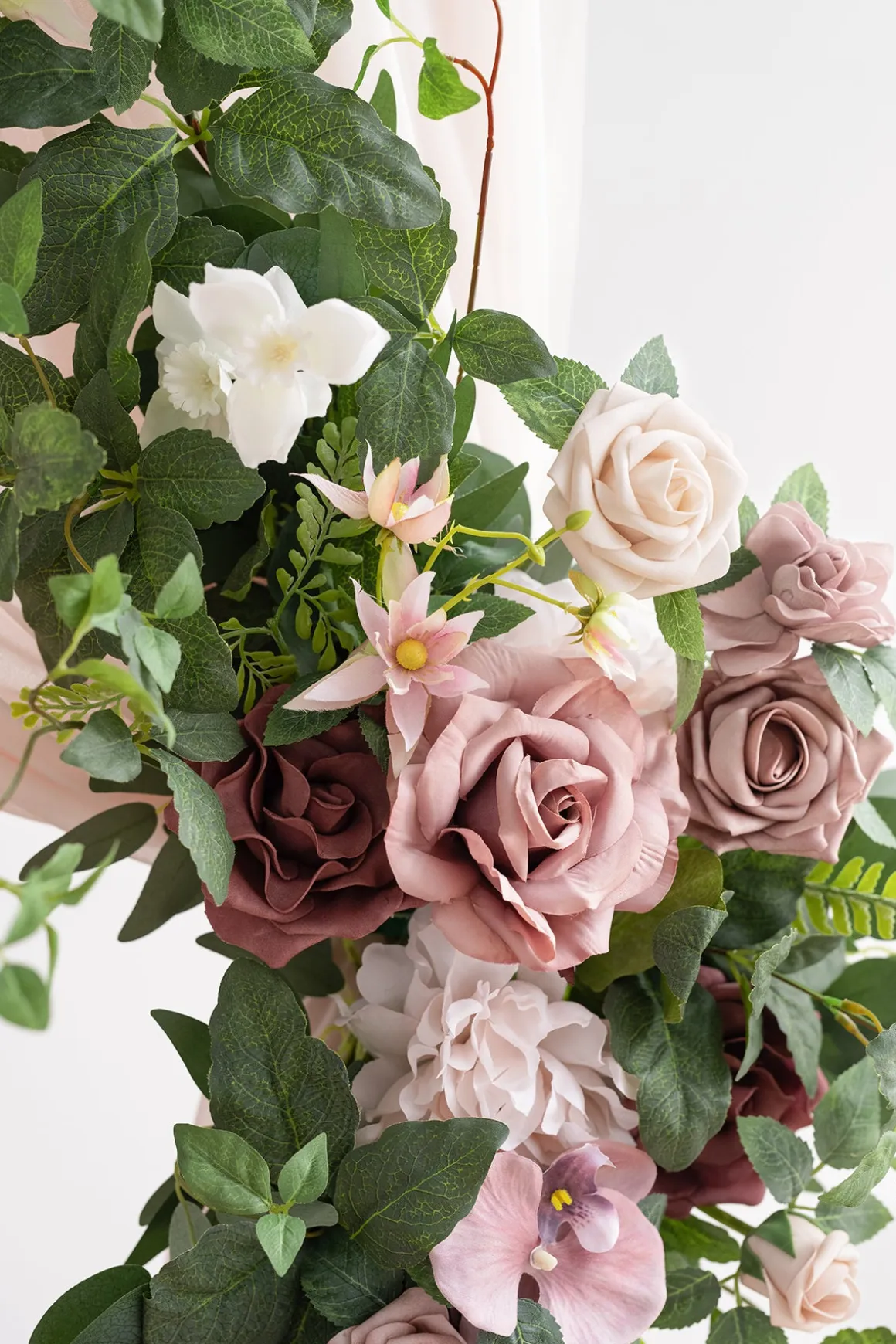 Flower Arch Decor with Drapes in Dusty Rose & Mauve | Clearance
