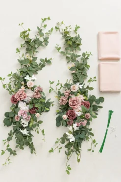 Flower Arch Decor with Drapes in Dusty Rose & Mauve | Clearance