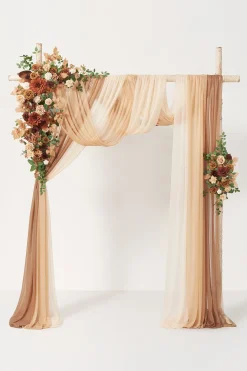 Flower Arch Decor with Drapes in Caramel & Walnut Brown | Clearance