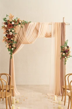 Flower Arch Decor with Drapes in Caramel & Walnut Brown | Clearance
