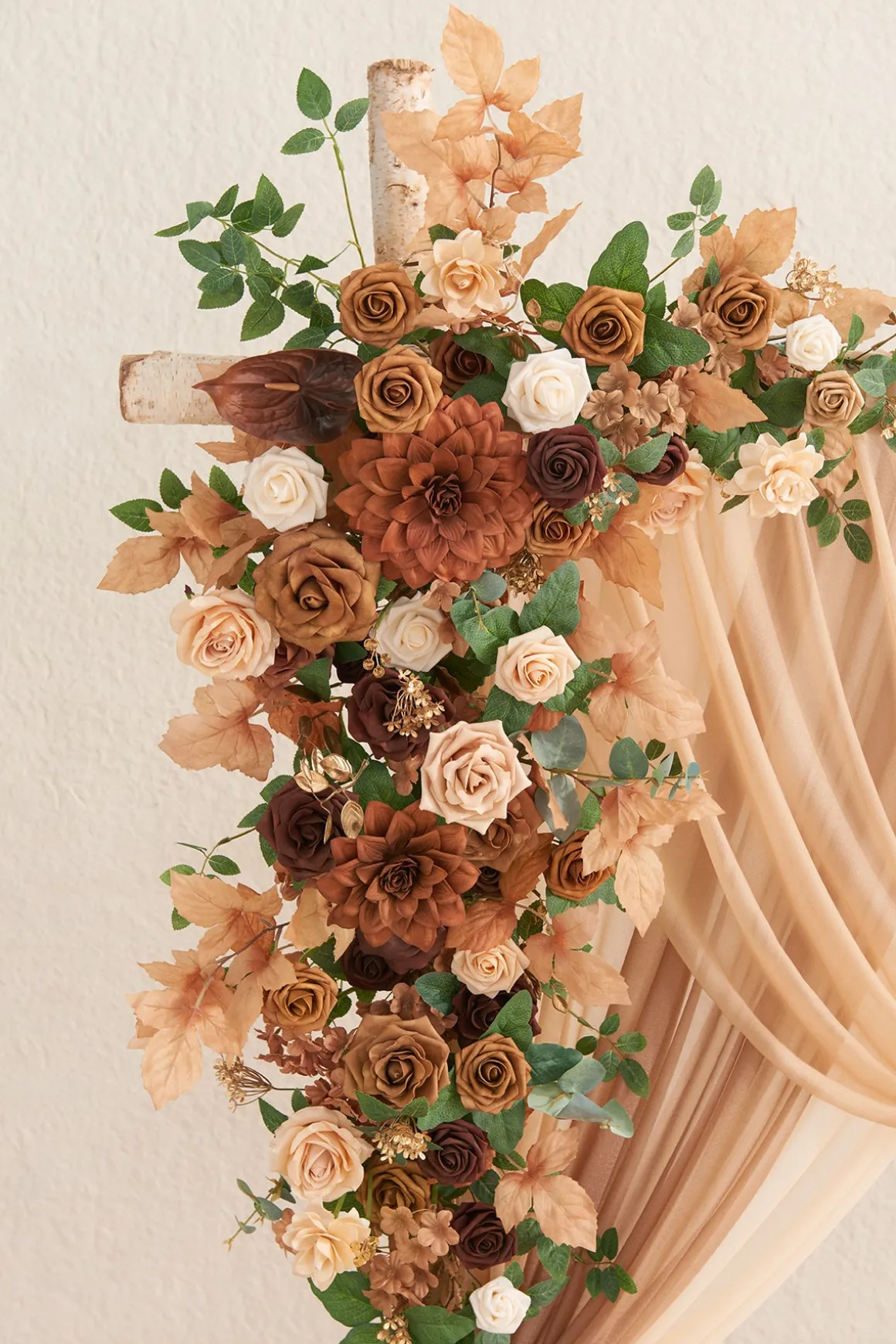 Flower Arch Decor with Drapes in Caramel & Walnut Brown | Clearance