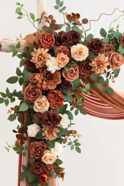 Flower Arch Decor with Drapes in Caramel & Burnt Orange | Clearance