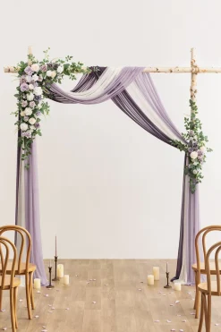 Flower Arch Decor with Drapes in Lilac & Sage Purple