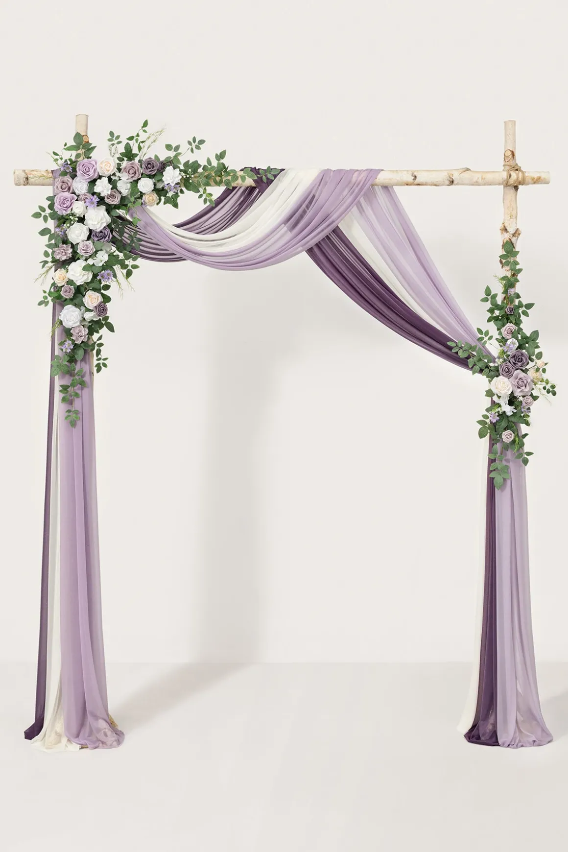 Flower Arch Decor with Drapes in Lilac & Sage Purple