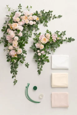 Flower Arch Decor with Drapes in Powder Pink & Cream