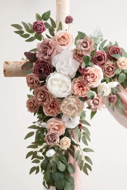 Flower Arch Decor with Drapes in Dusty Rose & Mauve
