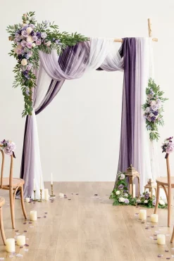 Flower Arch Decor with Drapes in Lilac & Gold (Set of 5) | Clearance