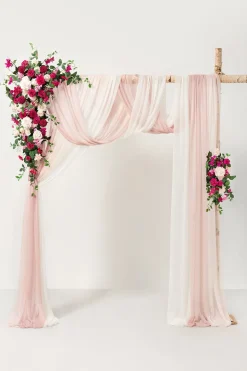 Flower Arch Decor with Drapes in Blush & Cream & Magenta