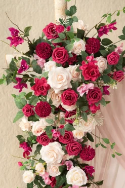 Flower Arch Decor with Drapes in Blush & Cream & Magenta