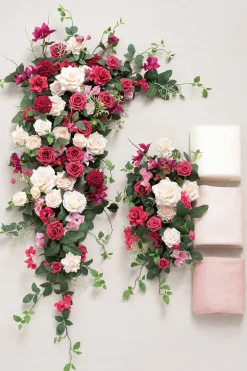 Flower Arch Decor with Drapes in Blush & Cream & Magenta
