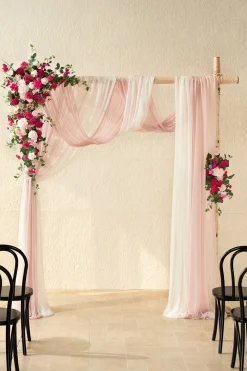 Flower Arch Decor with Drapes in Blush & Cream & Magenta