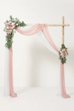 Flower Arch Decor with Drapes in Dusty Rose & Cream ( for 5 x 6ft )