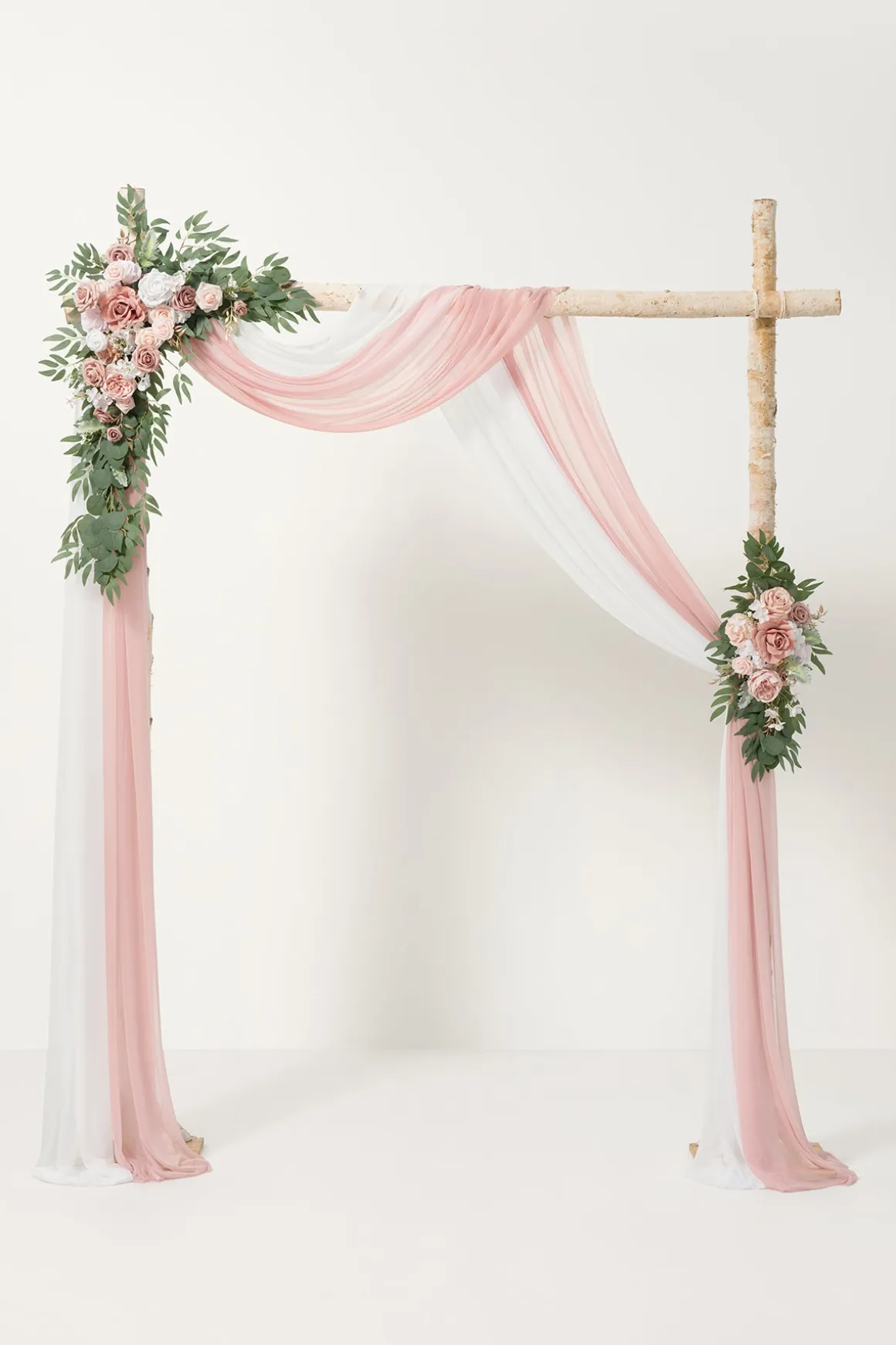 Flower Arch Decor with Drapes in Dusty Rose & Cream ( for 5 x 6ft )