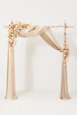 Flower Arch Decor with Drapes in Tawny Beige & Sand Beige | Clearance