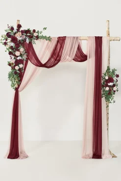 Flower Arch Decor with Drapes in Romantic Marsala (Set of 5) | Clearance