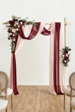 Flower Arch Decor with Drapes in Romantic Marsala (Set of 5) | Clearance