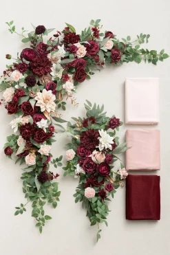 Flower Arch Decor with Drapes in Romantic Marsala (Set of 5) | Clearance