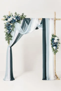 Flower Arch Decor with Drapes in Dusty Blue & Navy (Set of 5) | Clearance