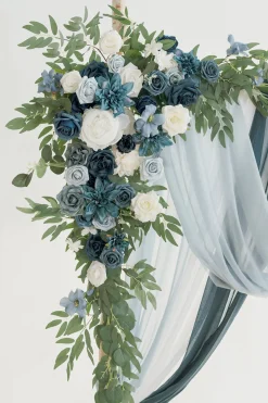 Flower Arch Decor with Drapes in Dusty Blue & Navy (Set of 5) | Clearance
