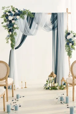 Flower Arch Decor with Drapes in Dusty Blue & Navy (Set of 5) | Clearance