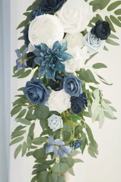 Flower Arch Decor with Drapes in Dusty Blue & Navy (Set of 5) | Clearance