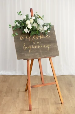 Flower Sign Decor in White & Sage