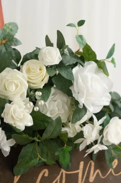 Flower Sign Decor in White & Sage